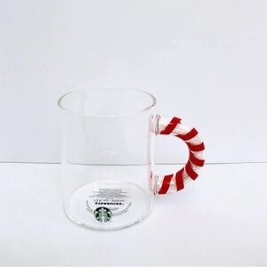 Starbucks Holiday 2020 Glass 12oz Candy Cane Handle Mug Cup Christmas Brand New